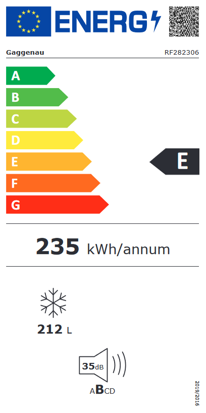 Gaggenau RF282306 Energieeffizienzklasse Gaggenau RF282306 Energieeffizienzklasse