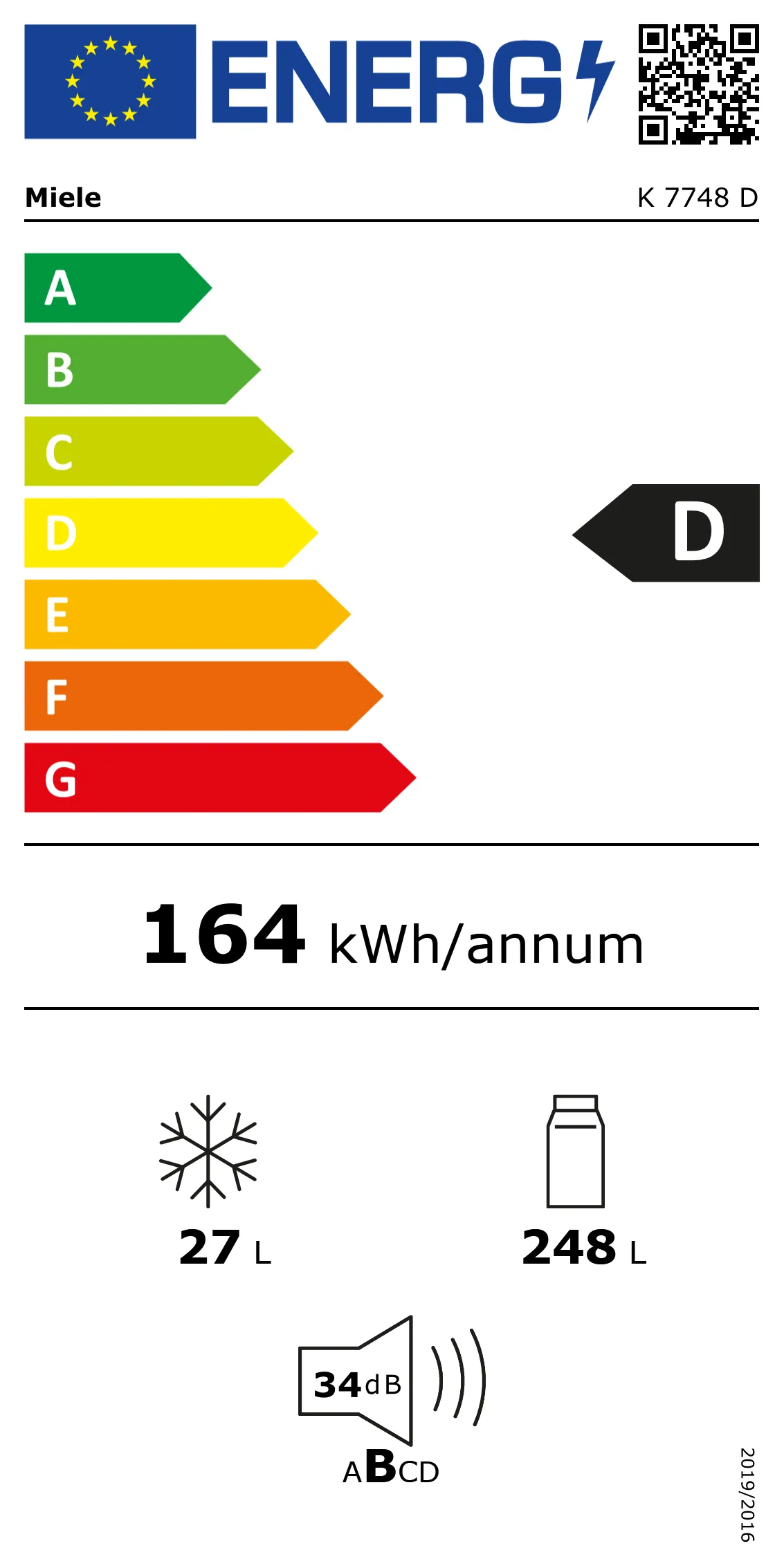 Miele K 7748 D Energieeffizienzklasse Miele K 7748 D Energieeffizienzklasse