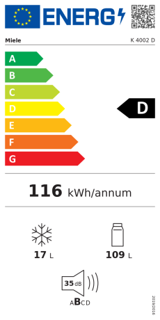  Miele K 4002 D Energieeffizienzklasse