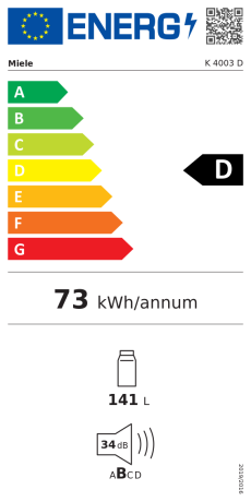  Miele K 4003 D Energieeffizienzklasse