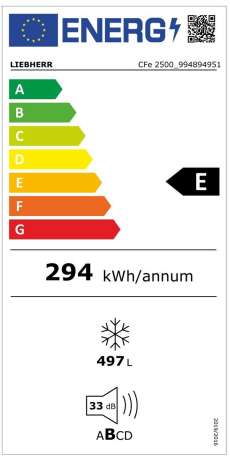 LIEBHERR CFe 2500 Pure Energieeffizienzklasse LIEBHERR CFe 2500 Pure Energieeffizienzklasse