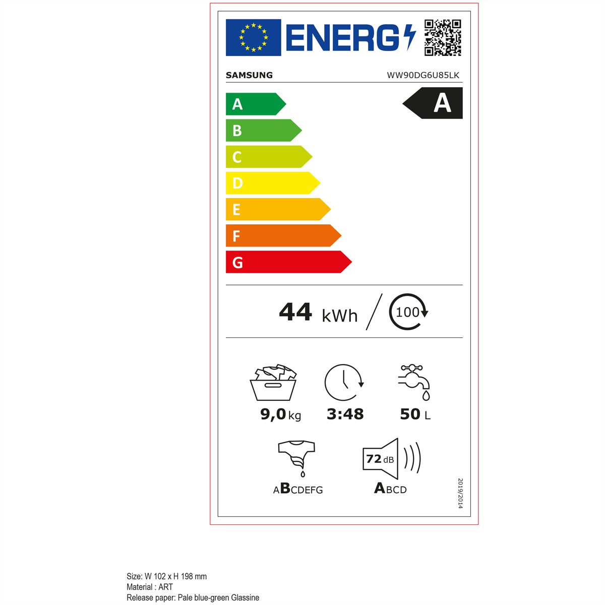  Samsung WW90DG6U85LKU5 Energieeffizienzklasse