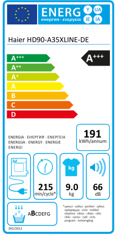 Haier HD90-A35XLINE-DE Energieeffizienzklasse Haier HD90-A35XLINE-DE Energieeffizienzklasse
