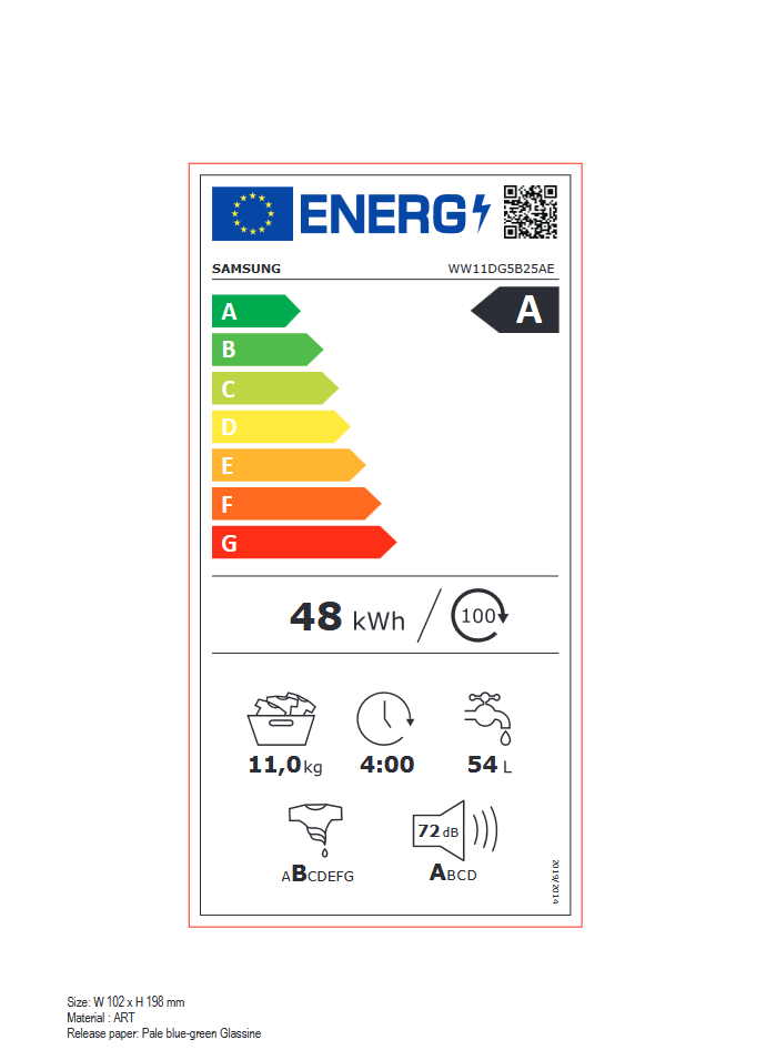 Samsung WW11DG5B25AEWS Energieeffizienzklasse Samsung WW11DG5B25AEWS Energieeffizienzklasse