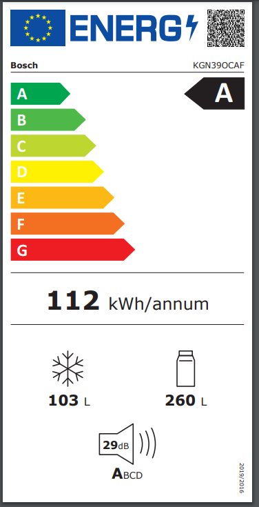 Bosch KGN39OCAF Energieeffizienzklasse Bosch KGN39OCAF Energieeffizienzklasse