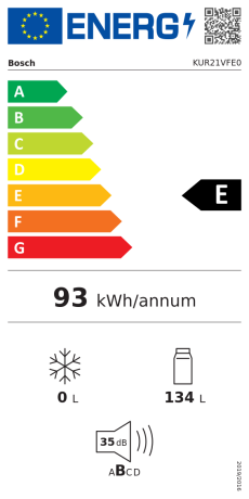 Bosch KUR21VFE0 Energieeffizienzklasse Bosch KUR21VFE0 Energieeffizienzklasse