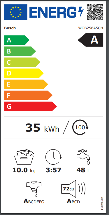 Bosch WGB256A5CH Energieeffizienzklasse Bosch WGB256A5CH Energieeffizienzklasse