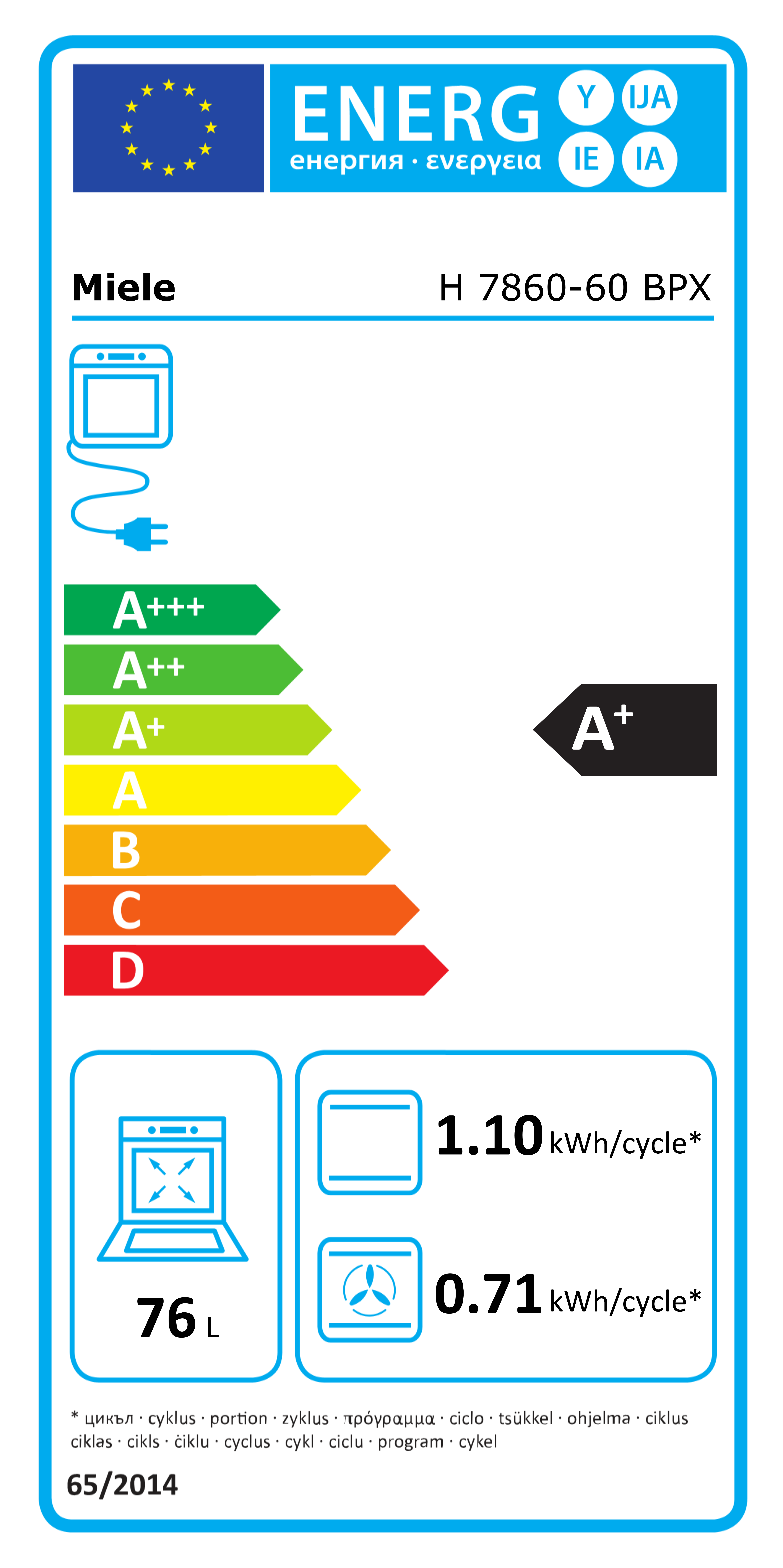  Miele H 7860-60 BPX Energieeffizienzklasse