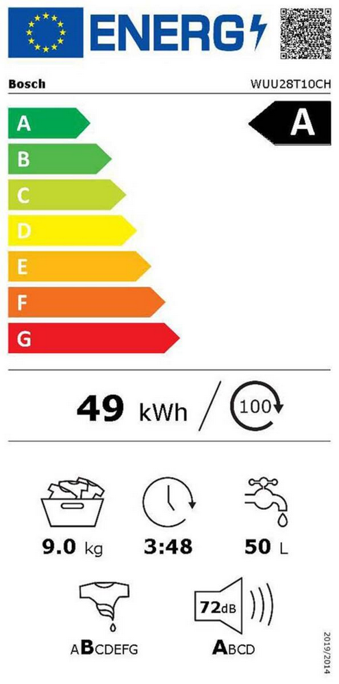 Bosch WUU28T10CH Energieeffizienzklasse Bosch WUU28T10CH Energieeffizienzklasse