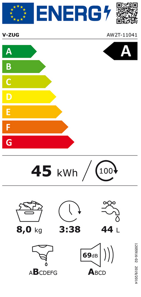 V-ZUG Waschmaschine V400 1104700000 Energieeffizienzklasse V-ZUG Waschmaschine V400 1104700000 Energieeffizienzklasse