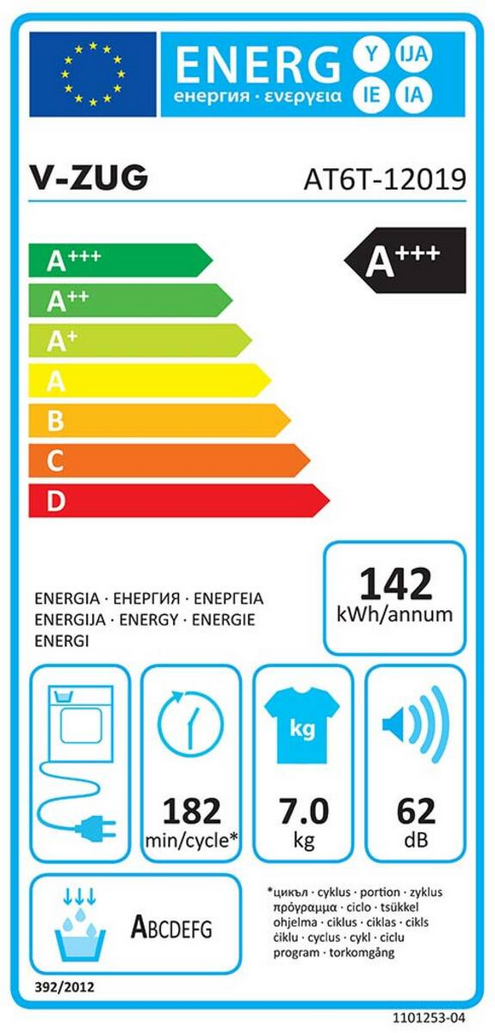 V-ZUG AdoraTrocknen V6000 1203300000 Energieeffizienzklasse V-ZUG AdoraTrocknen V6000 1203300000 Energieeffizienzklasse