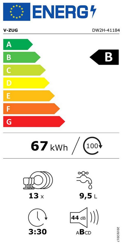  V-ZUG Geschirrspüler V200 V 4118400000 Energieeffizienzklasse