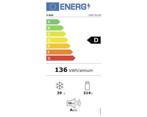 V-ZUG Cooler V2000 152GI 5115300000 Energieeffizienzklasse V-ZUG Cooler V2000 152GI 5115300000 Energieeffizienzklasse