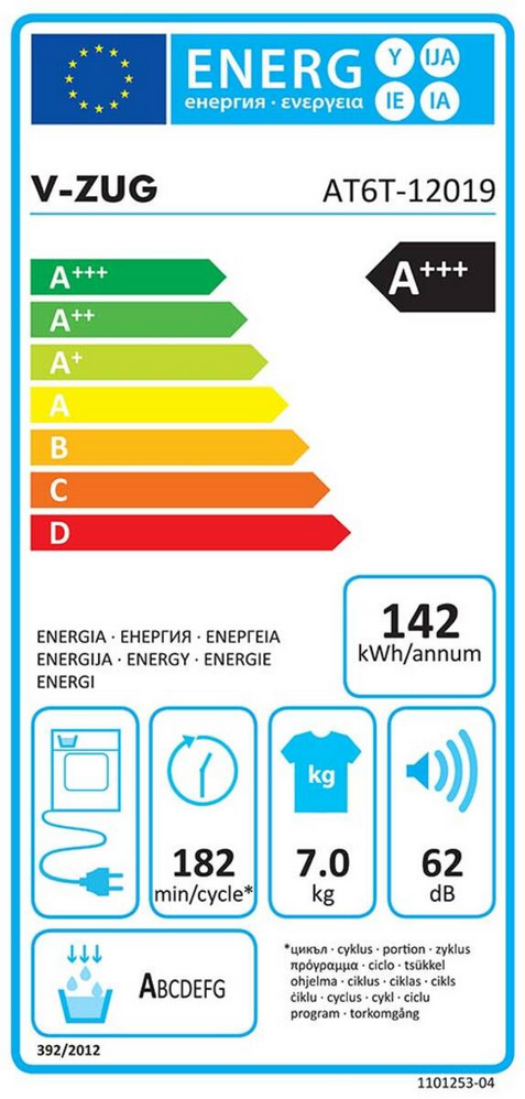  V-ZUG AdoraTrocknen V6000 1203300001 Energieeffizienzklasse