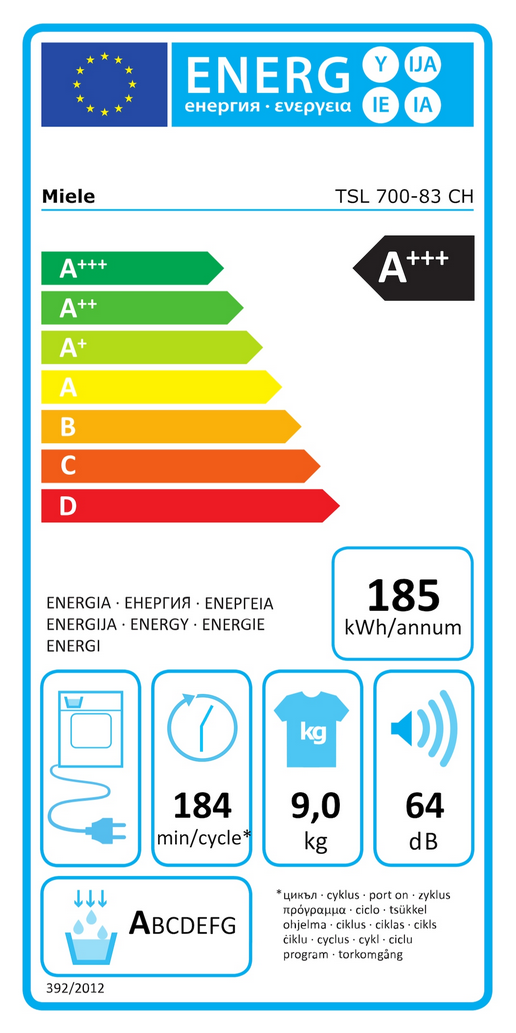  Miele TSL 700-83 CH Energieeffizienzklasse