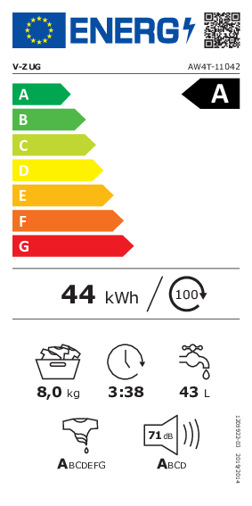 V-ZUG AdoraWaschen V4000 1104200029 Energieeffizienzklasse V-ZUG AdoraWaschen V4000 1104200029 Energieeffizienzklasse