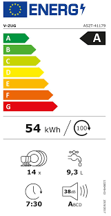 V-ZUG AdoraSpülen V2000 VGB 4117900002 Energieeffizienzklasse V-ZUG AdoraSpülen V2000 VGB 4117900002 Energieeffizienzklasse