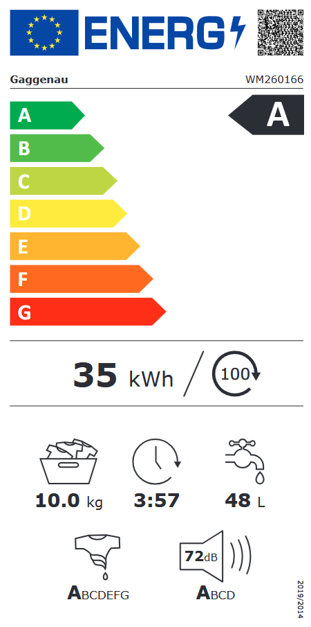Gaggenau WM260166 Energieeffizienzklasse Gaggenau WM260166 Energieeffizienzklasse