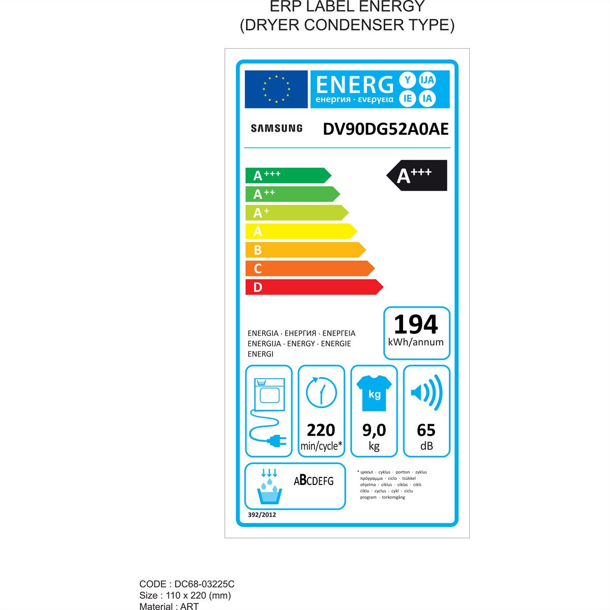 Samsung DV90DG52A0AEWS Energieeffizienzklasse Samsung DV90DG52A0AEWS Energieeffizienzklasse