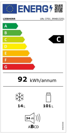 LIEBHERR URc 3701 Energieeffizienzklasse LIEBHERR URc 3701 Energieeffizienzklasse