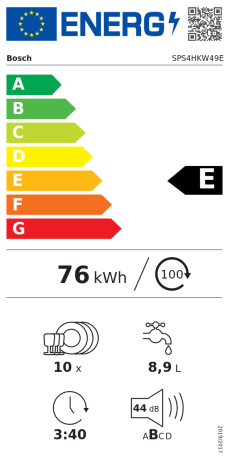 Bosch SPS4HKW49E Energieeffizienzklasse Bosch SPS4HKW49E Energieeffizienzklasse