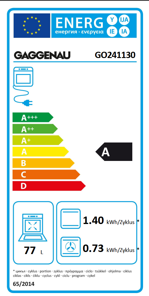 Gaggenau GO241130 Energieeffizienzklasse Gaggenau GO241130 Energieeffizienzklasse