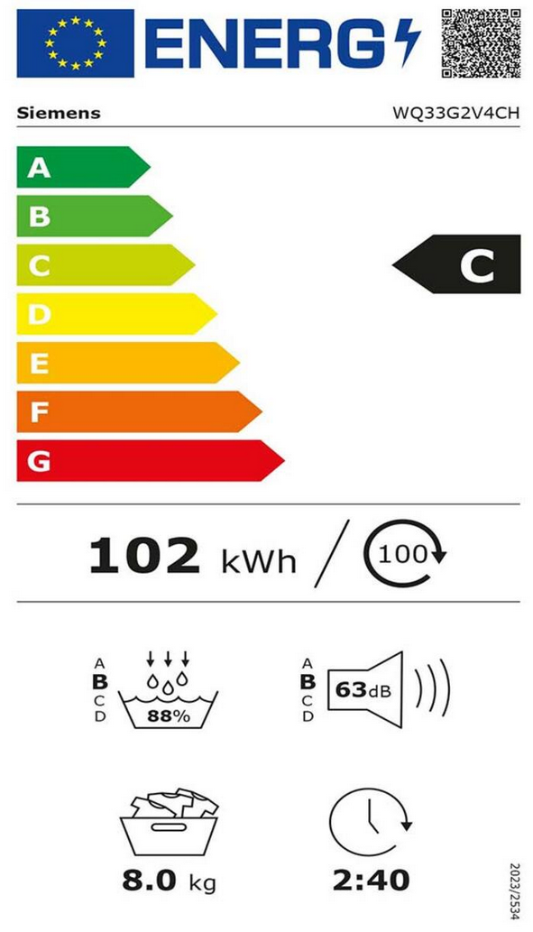  Siemens WQ33G2V4CH Energieeffizienzklasse
