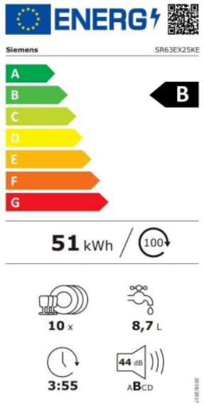 Siemens SR63EX25KE Energieeffizienzklasse Siemens SR63EX25KE Energieeffizienzklasse