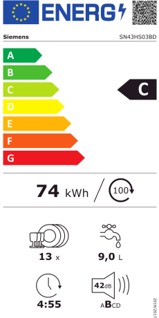  Siemens SN43HS03BD Energieeffizienzklasse