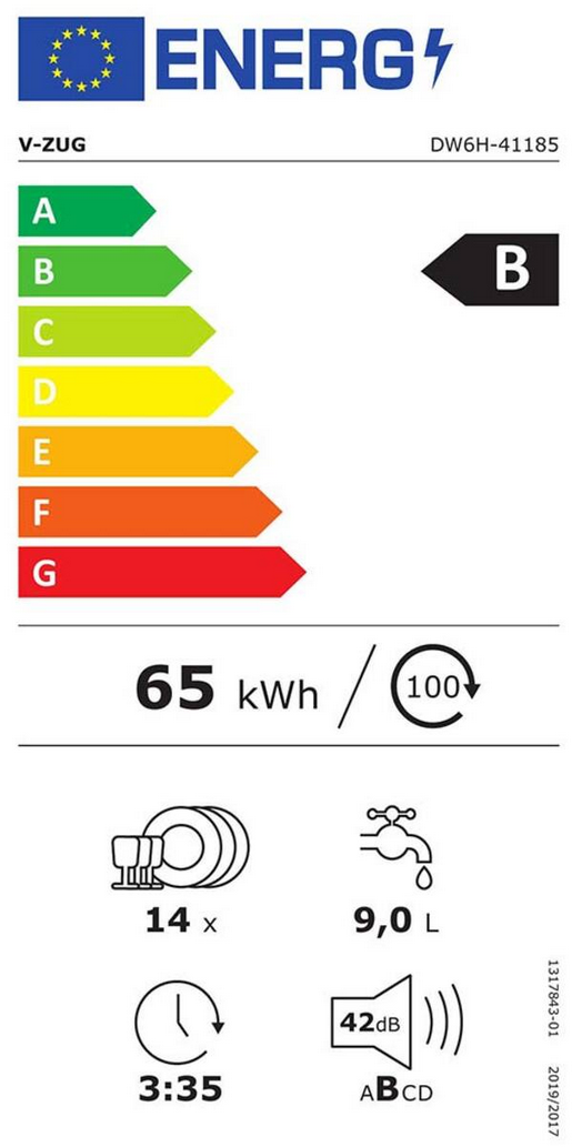 V-ZUG 4118500000 4118500000 Energieeffizienzklasse V-ZUG 4118500000 4118500000 Energieeffizienzklasse