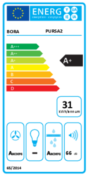  Bora S Pure PURSA2 | Évacuation Plaque Induction avec Hotte Intégrée Energieeffizienzklasse