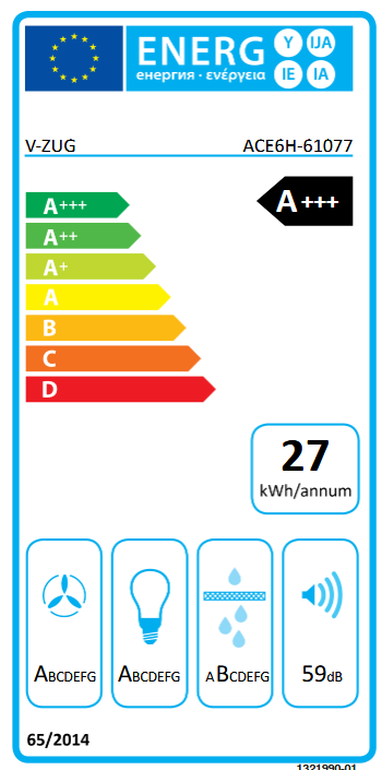 V-ZUG AiroClearEinbau V600 S60 Schwarz 6107700000 Energieeffizienzklasse V-ZUG AiroClearEinbau V600 S60 Schwarz 6107700000 Energieeffizienzklasse