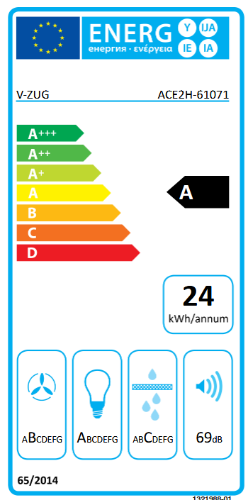 V-ZUG Hotte à déflecteur plat norme UE 60cm 6107100000 Energieeffizienzklasse V-ZUG Hotte à déflecteur plat norme UE 60cm 6107100000 Energieeffizienzklasse