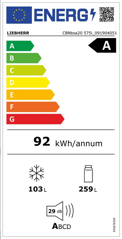  LIEBHERR CBNbsa20 575i Kühl-Gefrierkombinationen Energieeffizienzklasse
