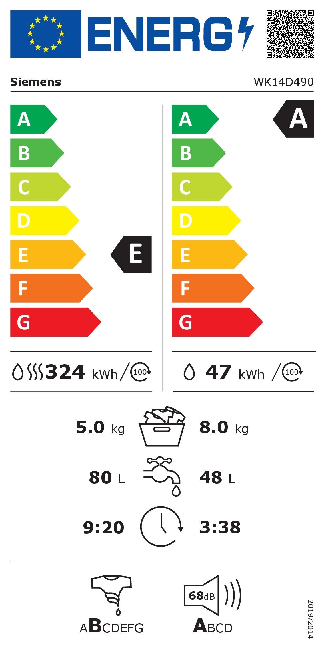  Siemens WK14D490 Energieeffizienzklasse