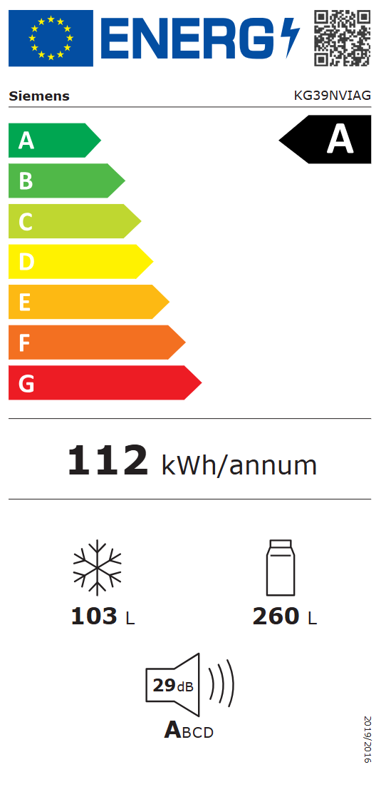  Siemens KG39NVIAG Energieeffizienzklasse