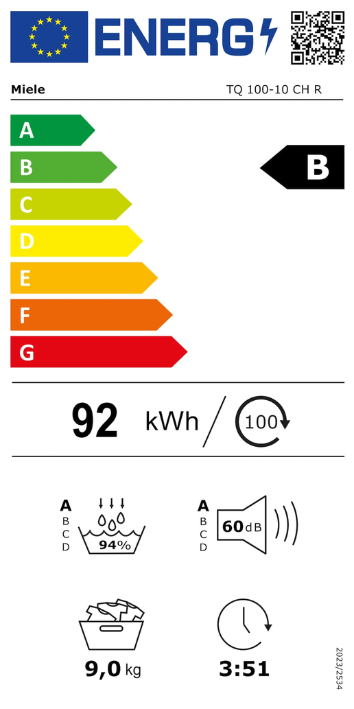  Miele TQ 100-10 CH R Energieeffizienzklasse