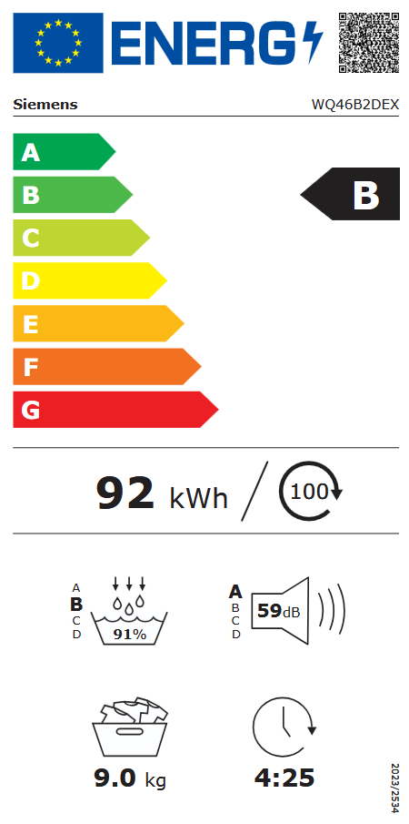 Siemens WQ46B2DEX Energieeffizienzklasse Siemens WQ46B2DEX Energieeffizienzklasse