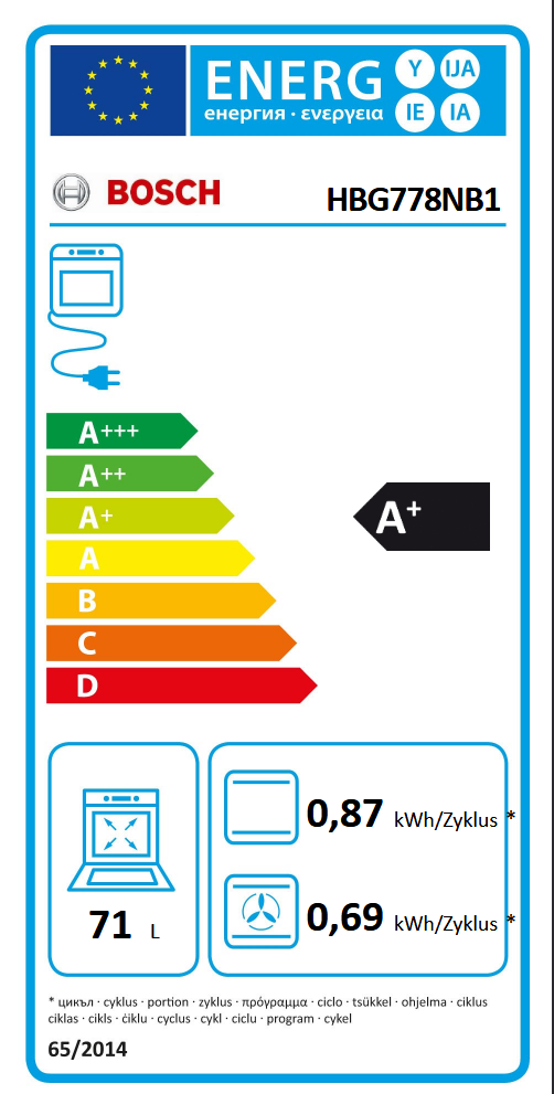  Bosch HBG778NB1 Energieeffizienzklasse