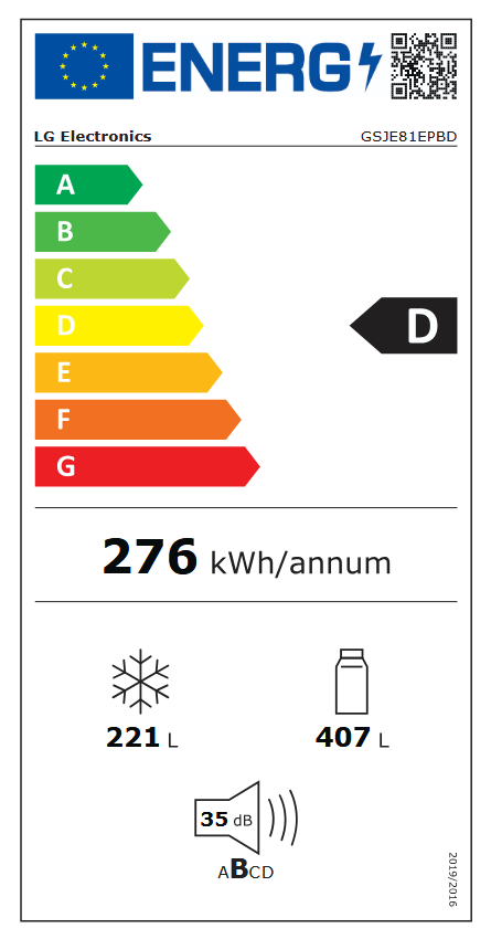 LG Electronics GSJE81EPBD Energieeffizienzklasse LG Electronics GSJE81EPBD Energieeffizienzklasse