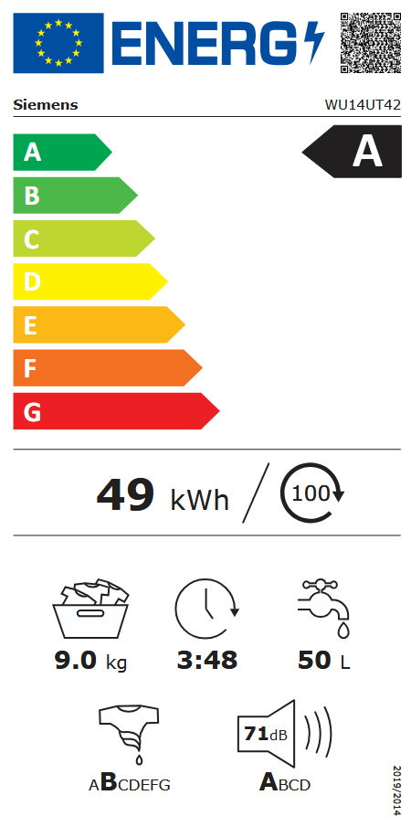 Siemens WU14UT42 Energieeffizienzklasse Siemens WU14UT42 Energieeffizienzklasse