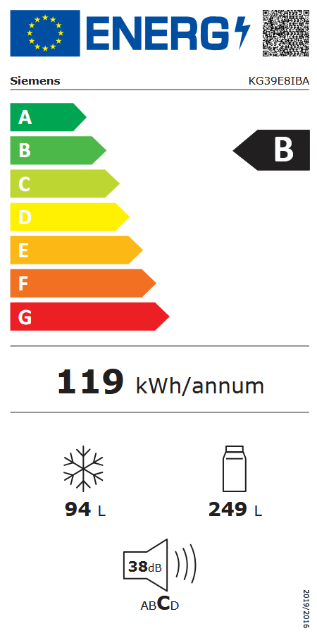  Siemens KG39E8IBA Energieeffizienzklasse