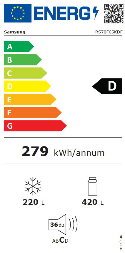 Samsung RS70F65KDF Energieeffizienzklasse Samsung RS70F65KDF Energieeffizienzklasse