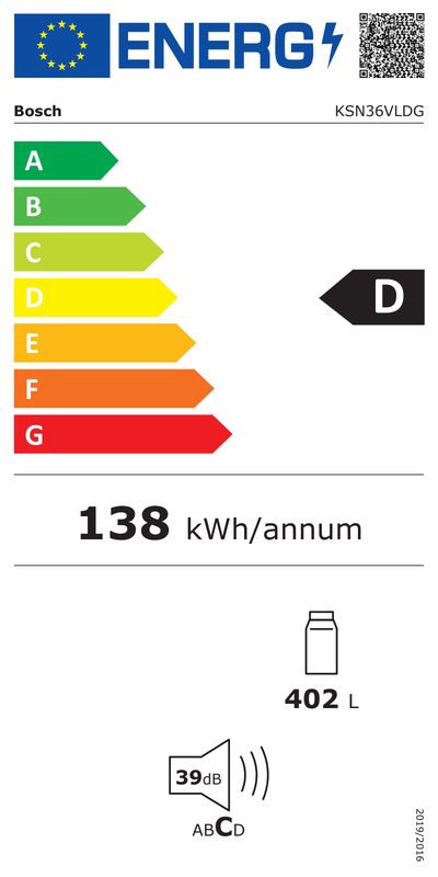 Bosch KSN36VLDG Energieeffizienzklasse Bosch KSN36VLDG Energieeffizienzklasse