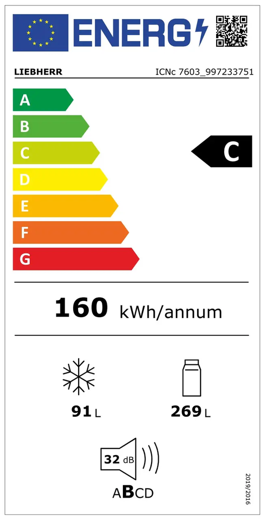  LIEBHERR Einbaukühlschrank 60 cm (EU-Norm) Energieeffizienzklasse