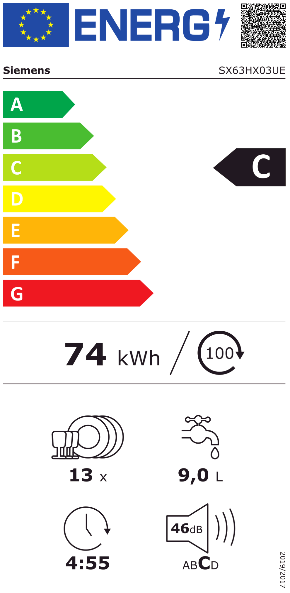  Siemens SX63HX03UE Energieeffizienzklasse
