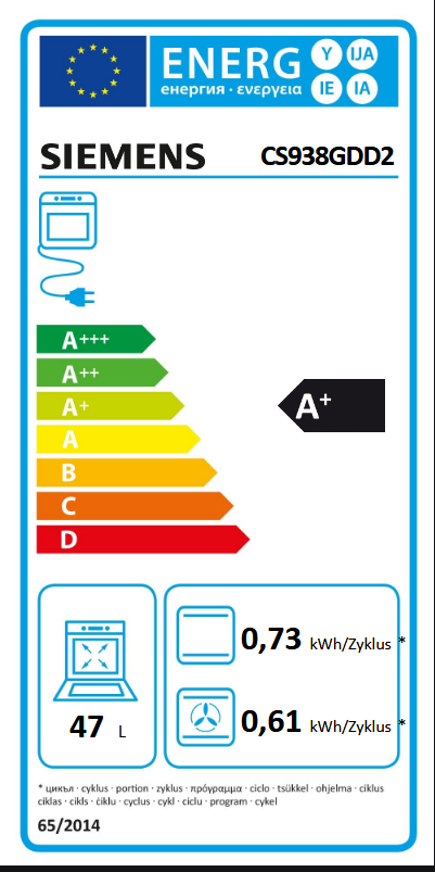Siemens CS938GDD2 Energieeffizienzklasse Siemens CS938GDD2 Energieeffizienzklasse
