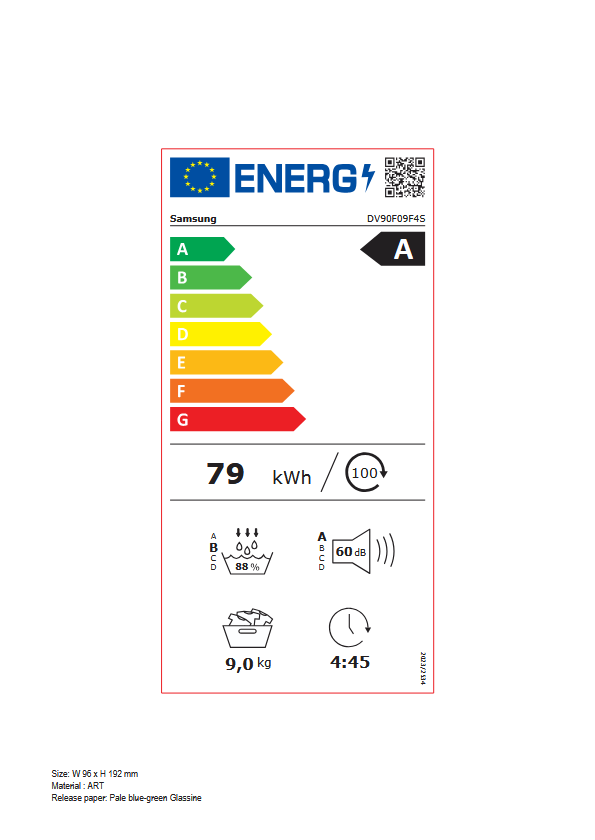 Samsung DV90F09F4SU2 Energieeffizienzklasse Samsung DV90F09F4SU2 Energieeffizienzklasse