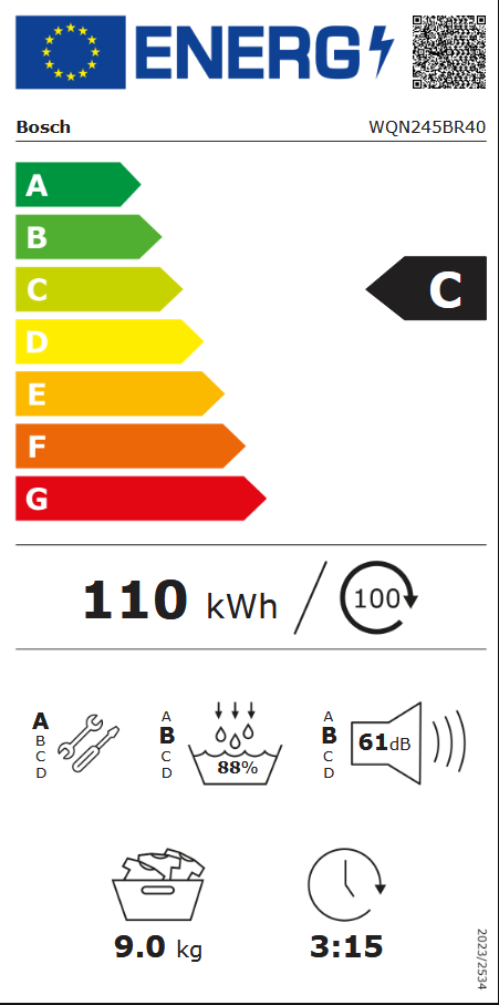 Bosch WQN245BR40 Energieeffizienzklasse Bosch WQN245BR40 Energieeffizienzklasse